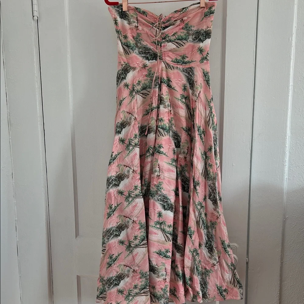 Cara Cara Strapless Maidstone Pink and Green Dress - Picture 1 of 6